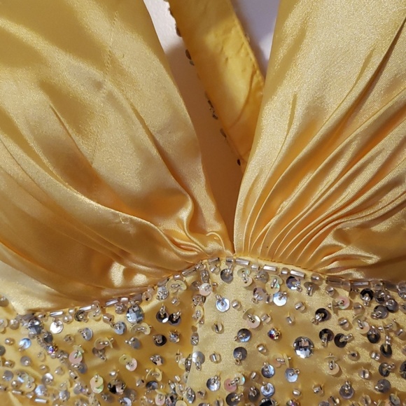 Yellow formal dress with Sequin on Straps and Waist - Picture 6 of 6
